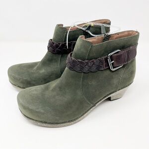 Dansko Green Ankle Boots with Braided Strap